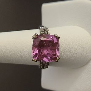 Pink Quartz Ring -size 9 sterling silver